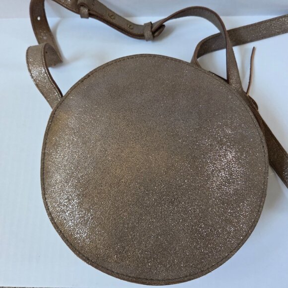 Madewell Purse Metallic Sand Simple Circle Crossbody Bag Preppy Party - Picture 5 of 14